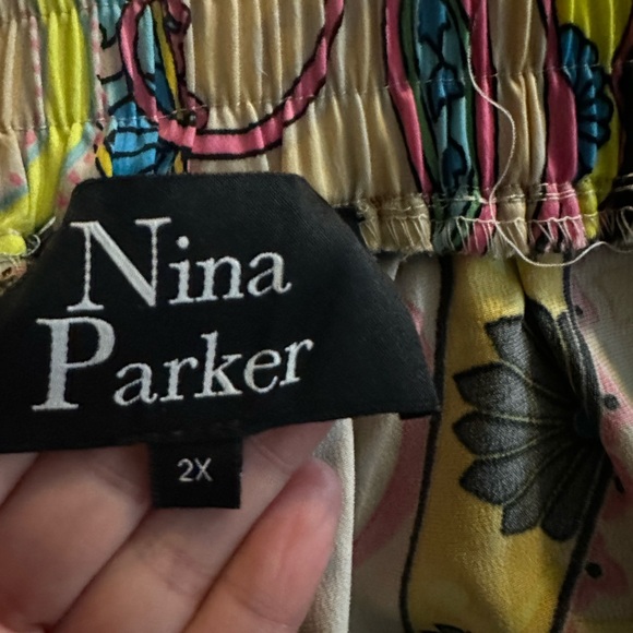 Nina Parker Colorful Paisley Print Wide Leg Pants size 2X - Picture 5 of 11